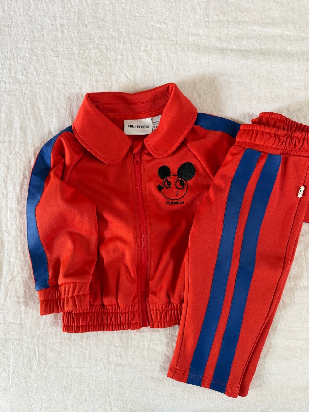 Mini Rodini Red Track Set with Blue Side Stripes